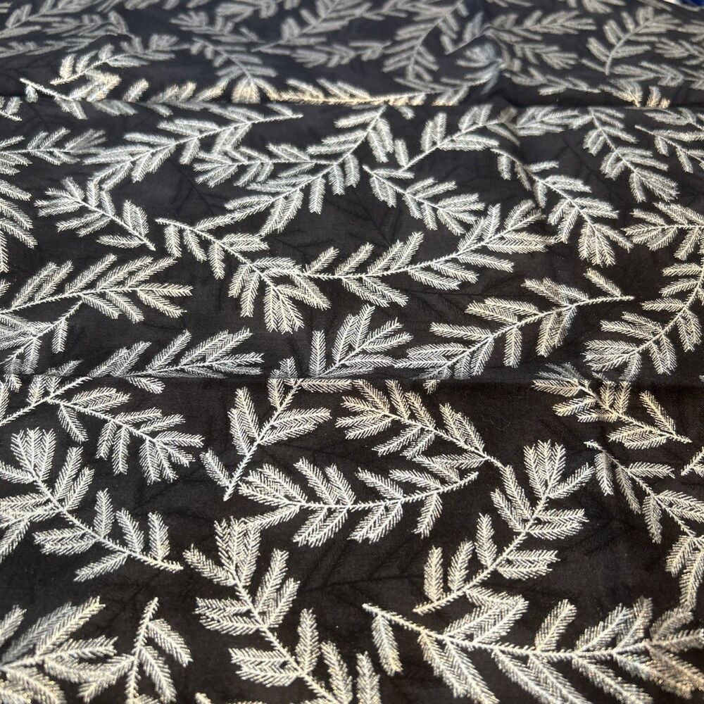 A Cardinal Christmas Hoffman Black Silver Branch Cotton Quitling Fabric 20X44